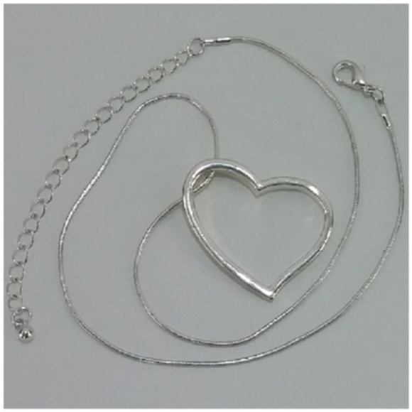 Silvertone Heart Pendant Necklace - Picture 5 of 8